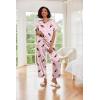 image:imageEkouaer Womens Satin Silky Pajama Set Short Sleeve Shirt with Long Pajama Pant Set Soft PJ LoungewearWine Glass