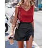 image:imageEkouaer Womens Silk Satin Tank Tops V Neck Casual Cami Sleeveless Camisole Blouses Summer Basic Tank ShirtDeep Red