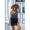 image:imageEkouaer Womens Silk Satin Tank Tops V Neck Casual Cami Sleeveless Camisole Blouses Summer Basic Tank ShirtFlowersNavy Blue