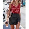 image:imageEkouaer Womens Silk Satin Tank Tops V Neck Casual Cami Sleeveless Camisole Blouses Summer Basic Tank ShirtHeartRed