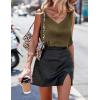image:imageEkouaer Womens Silk Satin Tank Tops V Neck Casual Cami Sleeveless Camisole Blouses Summer Basic Tank ShirtOlive Green