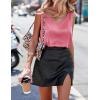 image:imageEkouaer Womens Silk Satin Tank Tops V Neck Casual Cami Sleeveless Camisole Blouses Summer Basic Tank ShirtPink