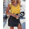 image:imageEkouaer Womens Silk Satin Tank Tops V Neck Casual Cami Sleeveless Camisole Blouses Summer Basic Tank ShirtTurmeric