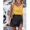 image:imageEkouaer Womens Silk Satin Tank Tops V Neck Casual Cami Sleeveless Camisole Blouses Summer Basic Tank ShirtTurmeric