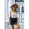 image:imageEkouaer Womens Silk Satin Tank Tops V Neck Casual Cami Sleeveless Camisole Blouses Summer Basic Tank ShirtWhiteBlack Wave Dot