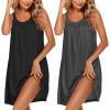 image:imageEkouaer 2 Pack Nightgowns for Women Sleeveless Sleepwear Wide Strap Sleep Shirt Pleated Tank Sleepshirt S4XLBlackgrey