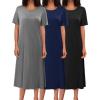 image:imageEkouaer 3 Pack Long Nightgowns for Women Full Length Short Sleeve Nightshirt Soft Plus Size Sleepwear Casual LoungwearBlack grey navy