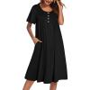 image:imageEkouaer House Dress for Women with Pockets Short Sleeve Moo Moos Plus Size Nightgowns Floral Print Mumu DressesBlack