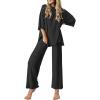 image:imageEkouaer Lounge Sets for Women Short Sleeve Tops and Long Pants Soft Comfy Pajamas Set 2 Piece OutfitsBlack