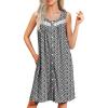 image:imageEkouaer Nightgowns for Women Button Up Sleepshirt Tank Sleeveless Nightshirt Soft Sleepwear with Pockets SXXXLBlack White Floral