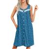 image:imageEkouaer Nightgowns for Women Button Up Sleepshirt Tank Sleeveless Nightshirt Soft Sleepwear with Pockets SXXXLNavy Dog Footprints