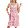 image:imageEkouaer Nightgowns for Women Button Up Sleepshirt Tank Sleeveless Nightshirt Soft Sleepwear with Pockets SXXXLPink Floral