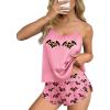 image:imageEkouaer Silk Pajamas Set for Women Satin Backless Lingerie Pjs Cami Top and Shorts NightwearPrintpink Bat