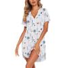 image:imageEkouaer Women V Neck Button Down NightgownWhite Blue Floral