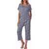 image:imageEkouaer Womens Capri Pajama Sets Print Short Sleeve Sleepwear Top and Capri Pants Soft Loungewear with PocketGrey White Star