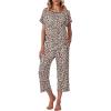 image:imageEkouaer Womens Capri Pajama Sets Print Short Sleeve Sleepwear Top and Capri Pants Soft Loungewear with PocketKhaki Leopard Print