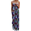 image:imageEkouaer Womens Causal Sleeveless Jumpsuits Summer Boho Wide Leg Floral Rompers Overalls with PocketsA Blue Boho Print