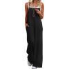 image:imageEkouaer Womens Causal Sleeveless Jumpsuits Summer Boho Wide Leg Floral Rompers Overalls with PocketsBlack