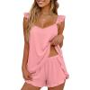 image:imageEkouaer Womens Pajama Sets Ruffle Cami Top and Shorts 2 Piece Lounge Set Sleepwear Summer Comfy Cute Bridal Pajama for WomenBlush Pink