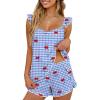 image:imageEkouaer Womens Pajama Sets Ruffle Cami Top and Shorts 2 Piece Lounge Set Sleepwear Summer Comfy Cute Bridal Pajama for WomenGingham Cherry