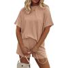 image:imageEkouaer Womens Pajama Sets Short Sleeve Lounge Sets 2 Piece Pjs Tops and Shorts Outfits Matching Loungewear with PocketsBrown