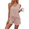 image:imageEkouaer Womens Pajamas Sets Soft Comfy Sleeveless Sleepwear Tank and Shorts Pj Set Summer 2 Piece LoungewearDusty Pink