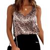 image:imageEkouaer Womens Silk Satin Tank Tops V Neck Casual Cami Sleeveless Camisole Blouses Summer Basic Tank ShirtBrown Leopard
