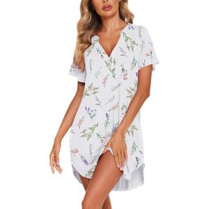 image:imageEkouaer Women V Neck Button Down NightgownLavender