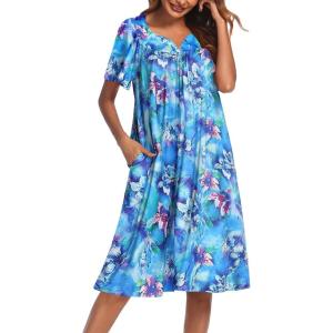 image:imageEkouaer Womens House Dress with PocketsAqua Multi