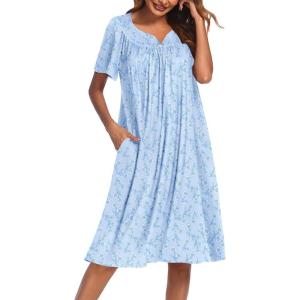 image:imageEkouaer Womens House Dress with PocketsBlue White Floral