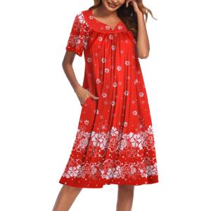 image:imageEkouaer Womens House Dress with PocketsChristmas Print