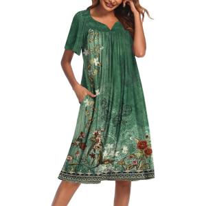 image:imageEkouaer Womens House Dress with PocketsFloral Green