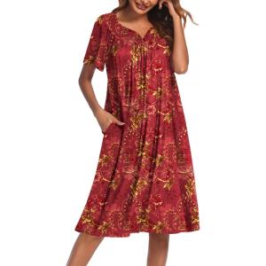 image:imageEkouaer Womens House Dress with PocketsRed Floral
