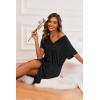 image:imageEkouaer 3 Pack Womens Nightshirt Button Down Nightgown Short Sleeve Sleepshirt V Neck Pajama Dress with PocketsBlackGreyPink