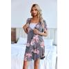image:imageEkouaer 3 Pack Womens Nightshirt Button Down Nightgown Short Sleeve Sleepshirt V Neck Pajama Dress with PocketsBlackNavy StarGrey Floral