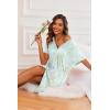 image:imageEkouaer 3 Pack Womens Nightshirt Button Down Nightgown Short Sleeve Sleepshirt V Neck Pajama Dress with PocketsYellow FloralPurple FloralDaisy Flower