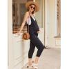image:imageEkouaer Jumpsuits for Women Sleeveless Spaghetti Strap Ribbed Overall Jumpsuit V Neck Summer Romper with Pockets 2026Ablack