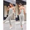image:imageEkouaer Jumpsuits for Women Sleeveless Spaghetti Strap Ribbed Overall Jumpsuit V Neck Summer Romper with Pockets 2026Light Gray