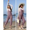 image:imageEkouaer Jumpsuits for Women Sleeveless Spaghetti Strap Ribbed Overall Jumpsuit V Neck Summer Romper with Pockets 2026Purple Red