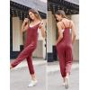 image:imageEkouaer Jumpsuits for Women Sleeveless Spaghetti Strap Ribbed Overall Jumpsuit V Neck Summer Romper with Pockets 2026Wine Red