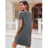 image:imageEkouaer Nightgowns for Women 2 Pack Button Down Sleepshirt Short Sleeve Nightshirt Soft Sleepwear V Neck Pajama DressBlackGrey