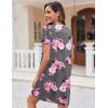 image:imageEkouaer Nightgowns for Women 2 Pack Button Down Sleepshirt Short Sleeve Nightshirt Soft Sleepwear V Neck Pajama DressBlackGrey Floral