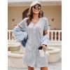 image:imageEkouaer Nightgowns for Women 2 Pack Button Down Sleepshirt Short Sleeve Nightshirt Soft Sleepwear V Neck Pajama DressBlackLight Grey