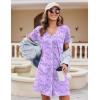 image:imageEkouaer Nightgowns for Women 2 Pack Button Down Sleepshirt Short Sleeve Nightshirt Soft Sleepwear V Neck Pajama DressBlackLilac White Florals