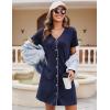 image:imageEkouaer Nightgowns for Women 2 Pack Button Down Sleepshirt Short Sleeve Nightshirt Soft Sleepwear V Neck Pajama DressBlackNavy Blue