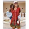 image:imageEkouaer Nightgowns for Women 2 Pack Button Down Sleepshirt Short Sleeve Nightshirt Soft Sleepwear V Neck Pajama DressBlackRed Feather