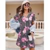 image:imageEkouaer Nightgowns for Women 2 Pack Button Down Sleepshirt Short Sleeve Nightshirt Soft Sleepwear V Neck Pajama DressGrey FloralBlue Star