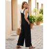 image:imageEkouaer Overalls for Women Loose Wide Leg Jumpsuits Casual One Piece Floral Boho Outfits Baggy Jumpers Comfy Summer RompersBlack