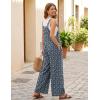 image:imageEkouaer Overalls for Women Loose Wide Leg Jumpsuits Casual One Piece Floral Boho Outfits Baggy Jumpers Comfy Summer RompersNavy Blue Floral
