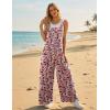 image:imageEkouaer Overalls for Women Loose Wide Leg Jumpsuits Casual One Piece Floral Boho Outfits Baggy Jumpers Comfy Summer RompersOrange Pink Floral